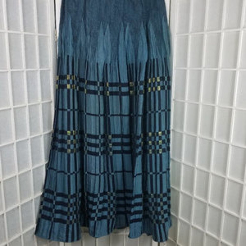 Soft Surroundings Maxi Skirt Blue Gold Shimmer
